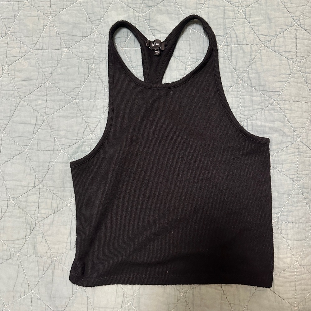 Lulus Everyday Essential Black Ribbed Racerback Tank Top - Picture 2 of 3